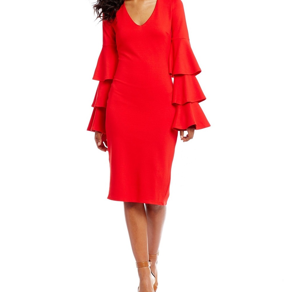 NWT. Gianni Bini red dress, tiered sleeves, XS